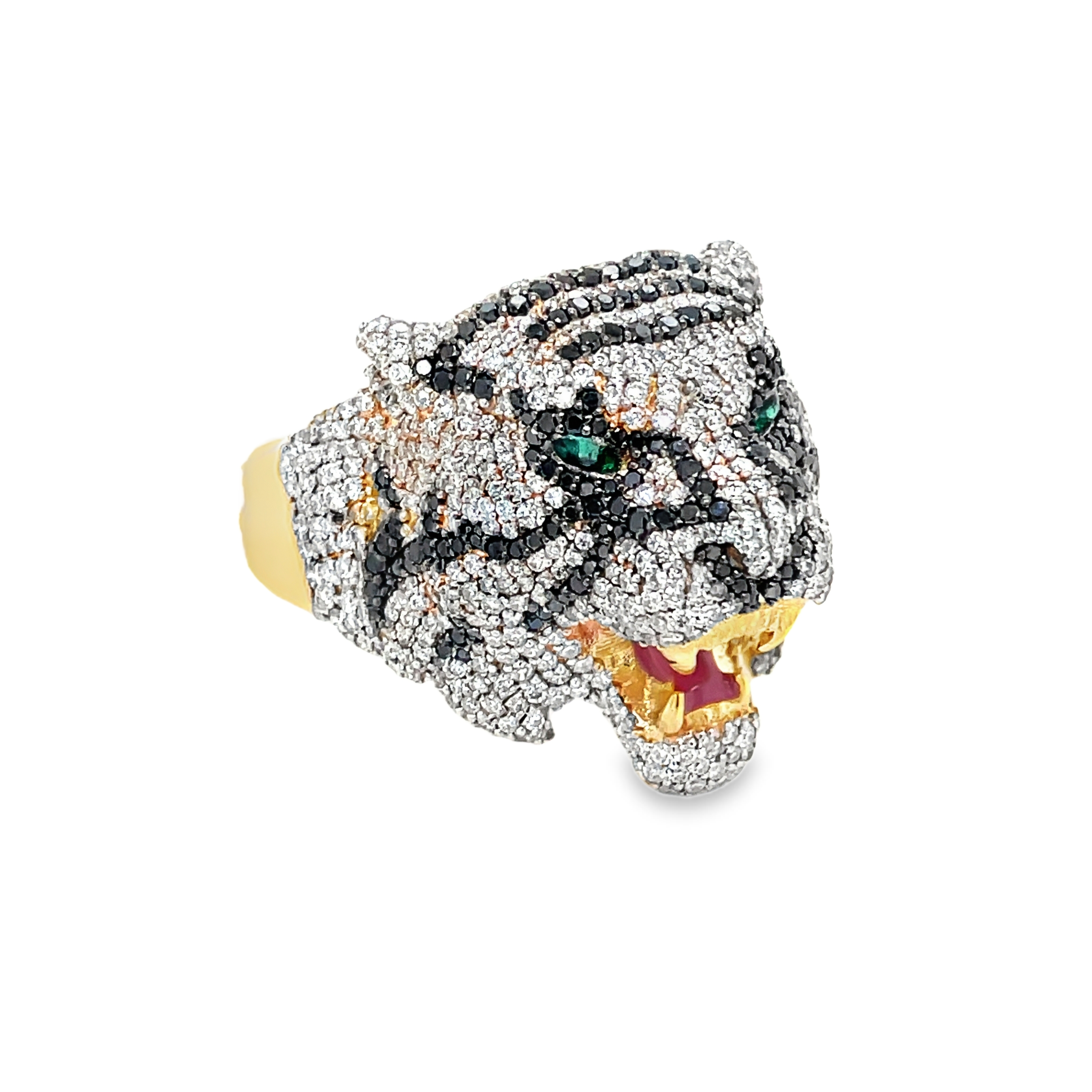 Tiger Head Ring Diamond Set