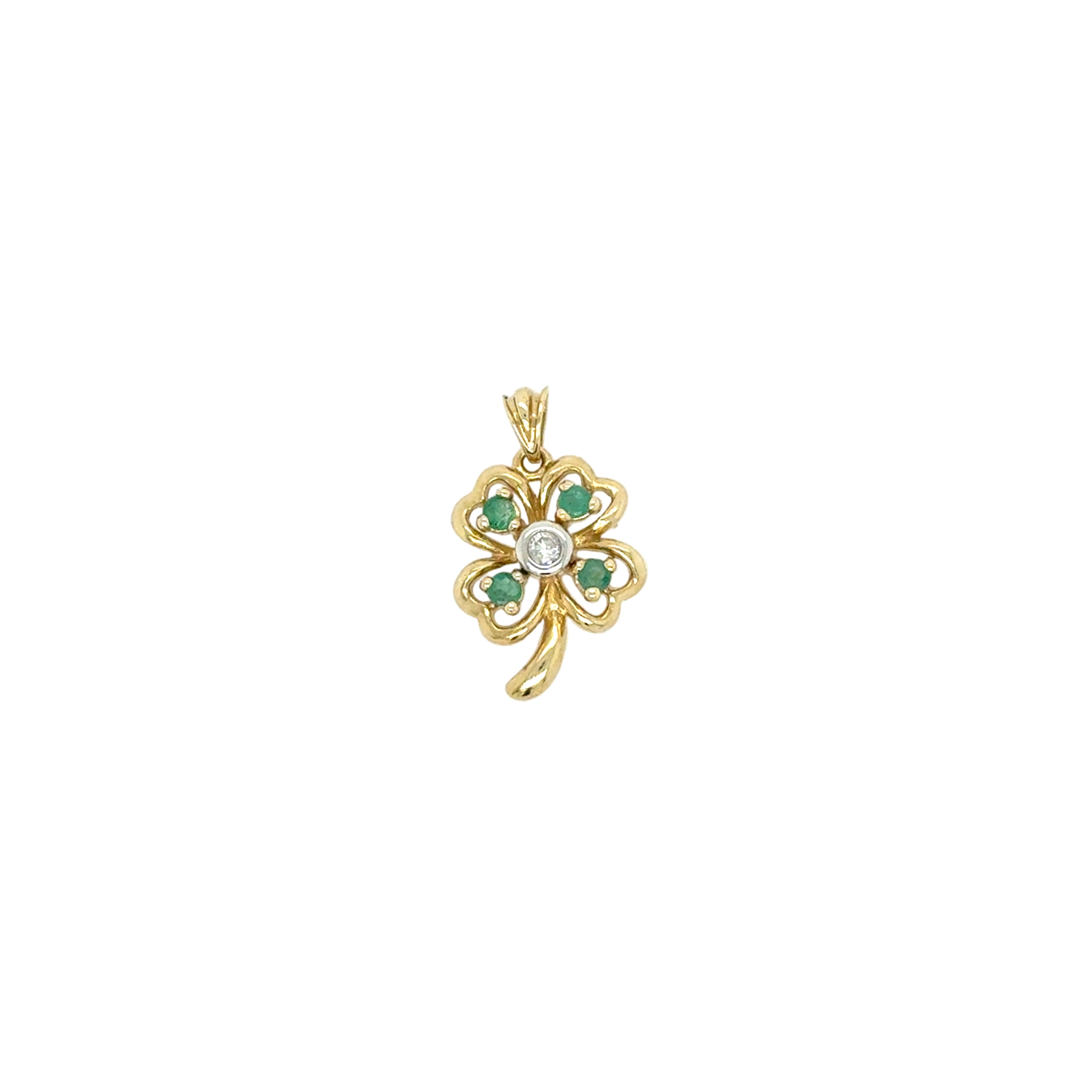 Clover Pendant - Diamond/Emerald