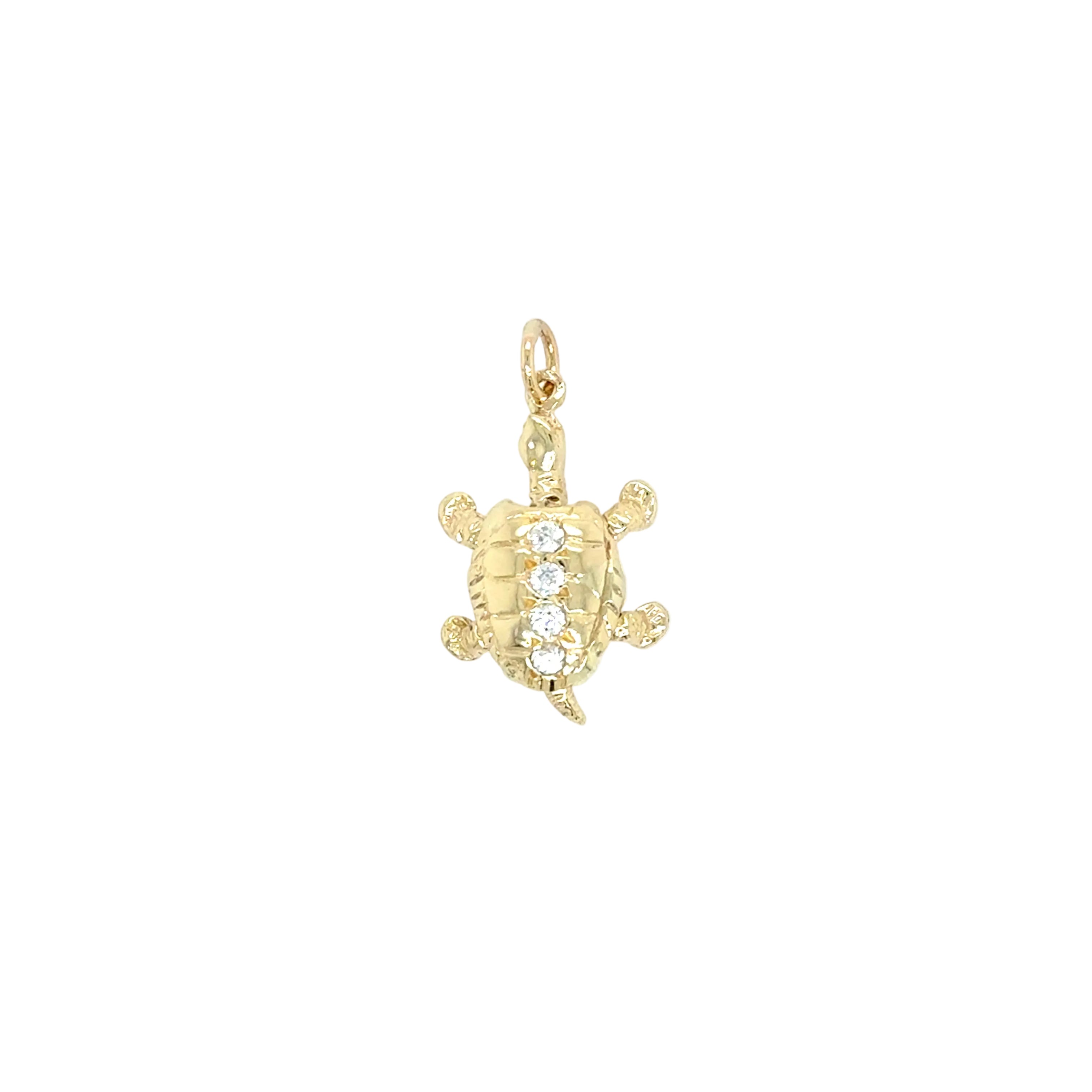 Turtle Pendant - Movable - CZ