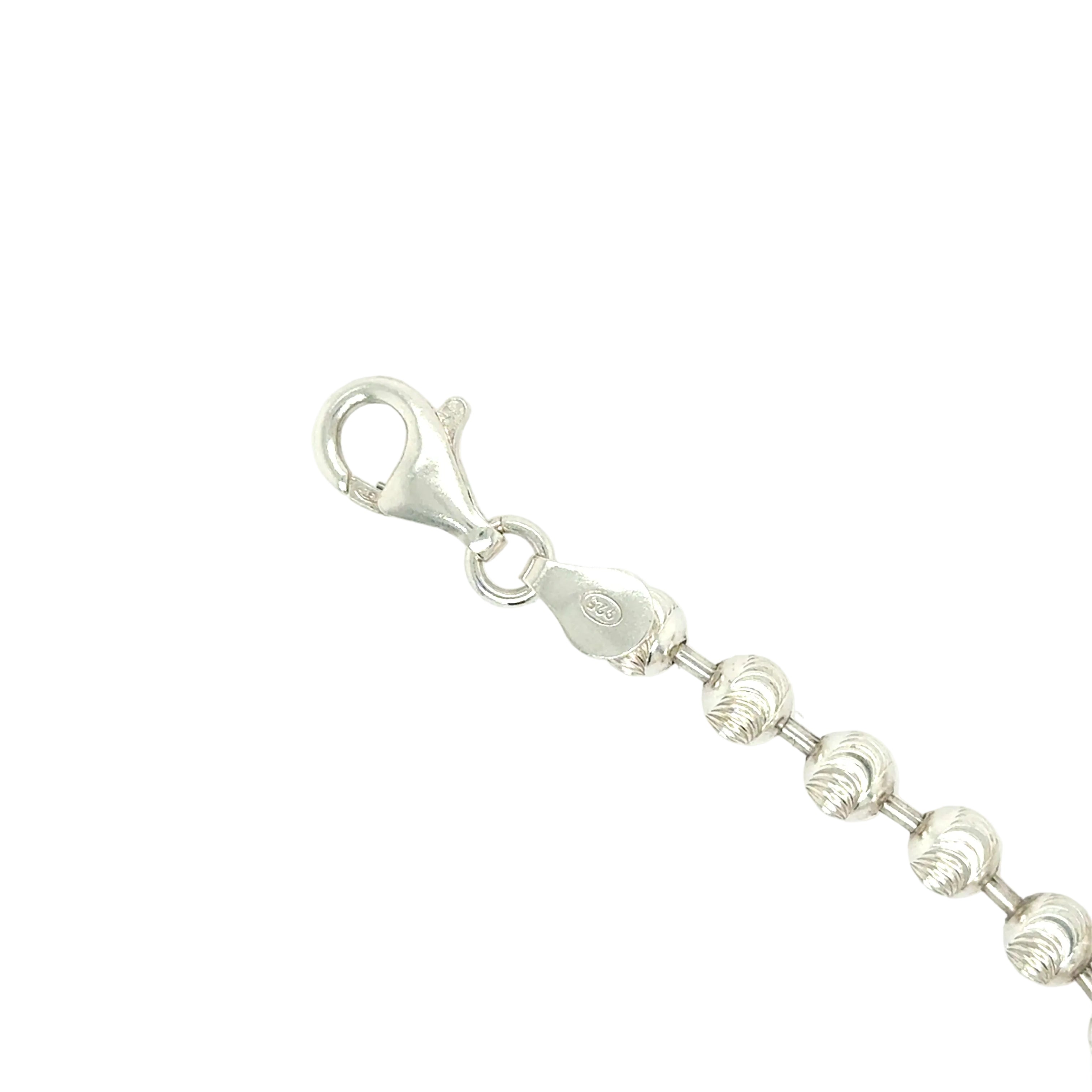 Sterling Silver Moon Cut Bead Bracelet