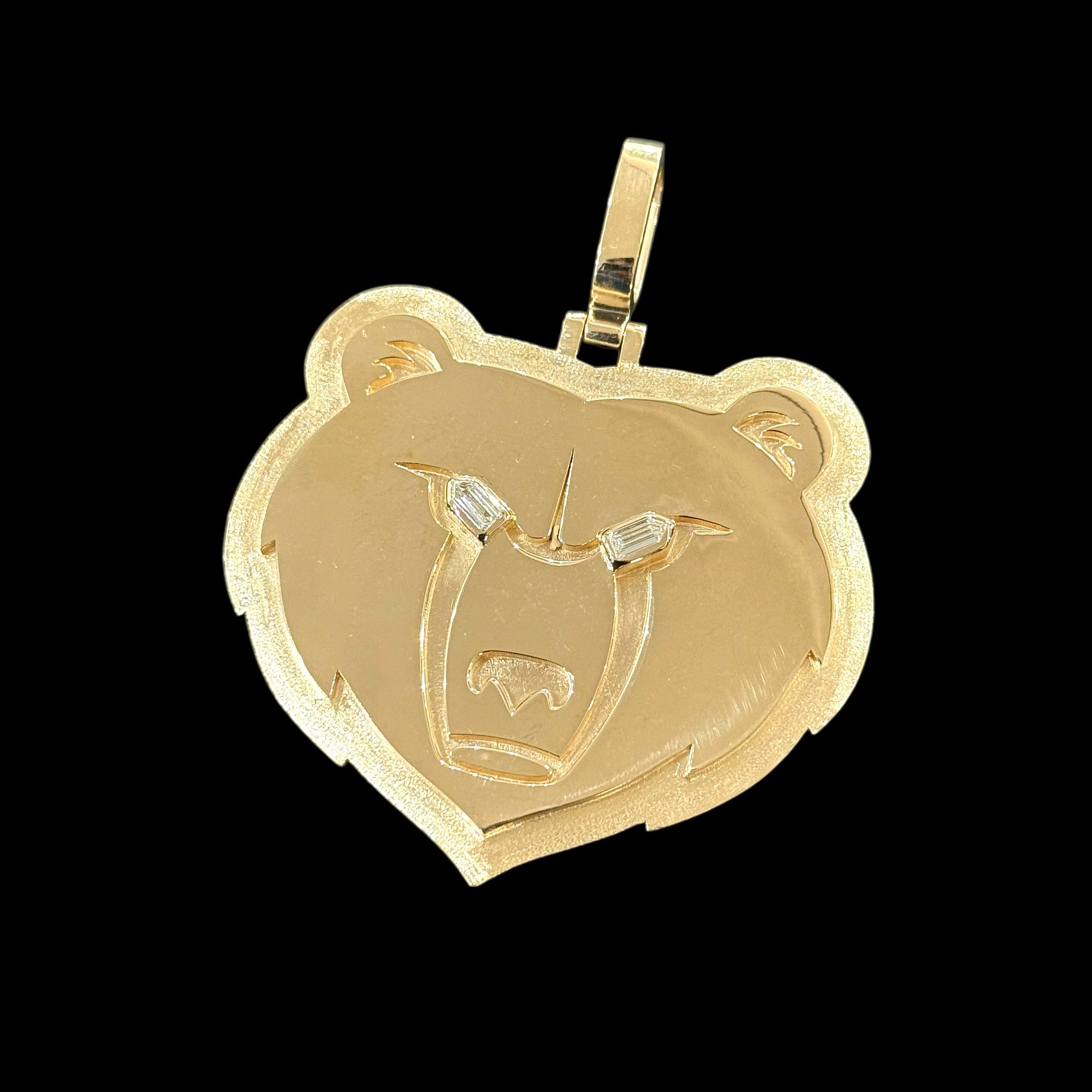 Grizzly Bear Head Pendant Diamond Set